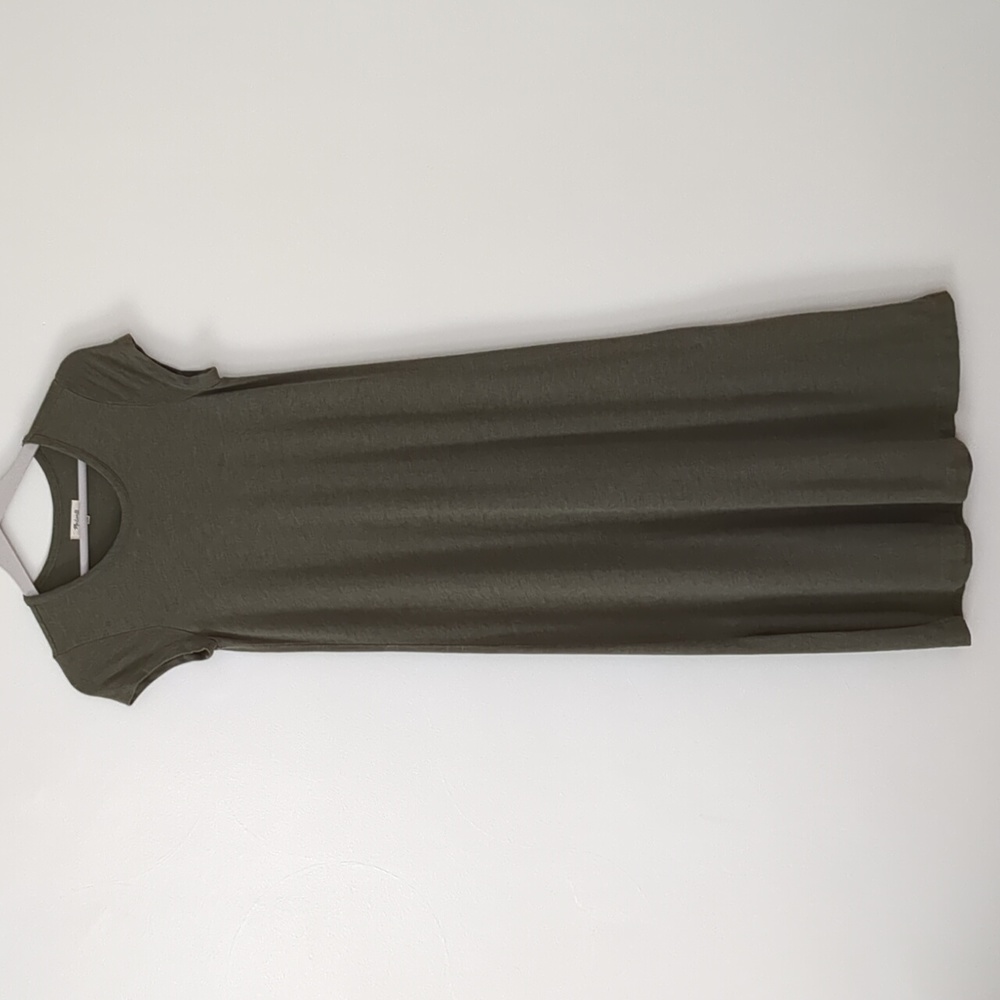 Madewell Highland Olive Green Relaxed Tee Shirt Midi Dress Women's Size XS - Picture 2 of 10